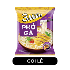 UNIBEN - Phở 3 Miền Gold hương vị Gà, Phở gà 3 Miền Gold, Phở thịt gà 3 Miền Gold phở ăn liền - 75g/gói - 00361