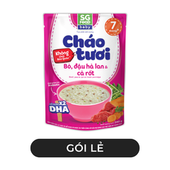 SG FOOD - Cháo tươi SG Food Baby hương vị Bò, đậu Hà Lan & cà rốt,  Cháo tươi SGFood Baby ăn liền - 240g/gói - 00574