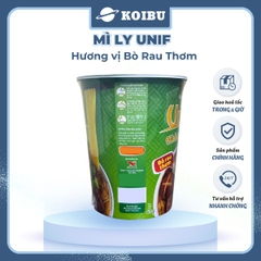 UNI-PRESIDENT - Mì Unif ly hương vị Bò Rau Thơm - Unif mì bò rau thơm ly, Mì ly Dzai Dzai - 60g/ly - 00294