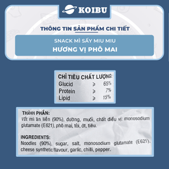 HONG HUNG - Mì sấy Miu Miu hương vị Phô mai, Snack mì MiuMiu phô mai ăn liền, Mì trẻ em Miu Miu - 20g/gói - 00071