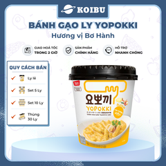 YOUNG POONG - Bánh gạo ly Yopokki hương vị Bơ Hành, Bánh gạo bơ hành Yopokki ly, Bánh gạo Hàn Quốc - 120g/ly - 00869