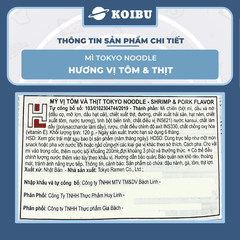 TOKYO NOODLE - Mì Tokyo Noodle hương vị Tôm & Thịt, Mì ăn liền cho bé Tokyo Noodle, Mì ăn dặm - 120g/lốc - 00799