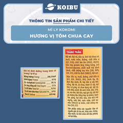 MASAN - Mì ly Kokomi hương vị Tôm chua cay, Mì tôm chua cay Kokomi ly, Kokomi mì ly ăn liền Kokomi - 66g/ly - 00862