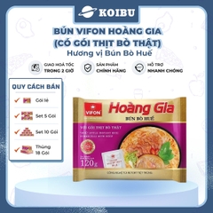 VIFON - Bún Hoàng Gia hương vị Bún Bò Huế (có thịt thật) - Bún Bò Huế ăn liền, Bún Bò Huế Hoàng Gia - 120g/gói - 00147