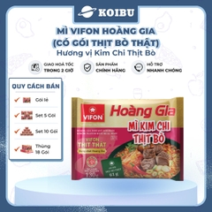 VIFON - Mì Hoàng Gia hương vị Kim Chi thịt bò (có gói thịt bò thật), Mì Kim chi thịt bò Vifon gói - 130g/gói - 00212
