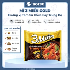 UNIBEN - Mì 3 Miền Gold Tôm sú chua cay Trung bộ, Mì Tôm sú chua cay Trung bộ ăn liền 3 miền Gold - 75g/gói - 00043