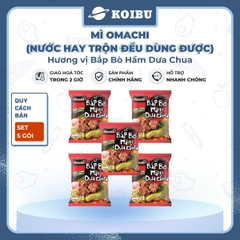 MASAN - Mì Omachi hương vị Bắp bò hầm dưa chua, Mì Omachi bắp bò hầm dưa chua, Mì ăn liền Omachi - 121g/gói - 00127