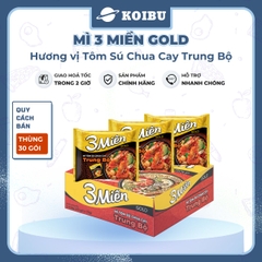 UNIBEN - Mì 3 Miền Gold Tôm sú chua cay Trung bộ, Mì Tôm sú chua cay Trung bộ ăn liền 3 miền Gold - 75g/gói - 00043