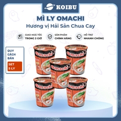 MASAN - Mì ly khoai tây OMACHI KHÔNG THỊT vị Hải sản Chua Cay, mì ly Omachi ăn liền, mì hải sản - 66g/ly - 00824