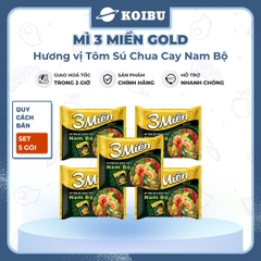UNIBEN - Mì 3 Miền Gold Tôm sú chua cay Nam bộ, Mì Tôm sú chua cay Nam bộ ăn liền 3 miền Gold - 75g/gói - 00042