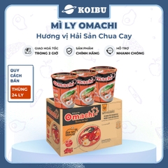 MASAN - Mì ly khoai tây OMACHI KHÔNG THỊT vị Hải sản Chua Cay, mì ly Omachi ăn liền, mì hải sản - 66g/ly - 00824