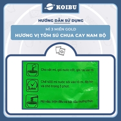 UNIBEN - Mì 3 Miền Gold Tôm sú chua cay Nam bộ, Mì Tôm sú chua cay Nam bộ ăn liền 3 miền Gold - 75g/gói - 00042