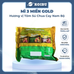 UNIBEN - Mì 3 Miền Gold Tôm sú chua cay Nam bộ, Mì Tôm sú chua cay Nam bộ ăn liền 3 miền Gold - 75g/gói - 00042