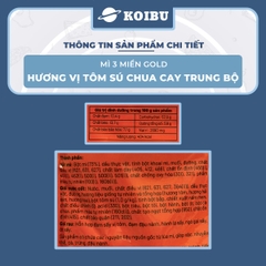 UNIBEN - Mì 3 Miền Gold Tôm sú chua cay Trung bộ, Mì Tôm sú chua cay Trung bộ ăn liền 3 miền Gold - 75g/gói - 00043