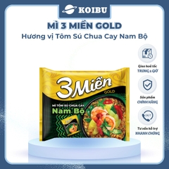 UNIBEN - Mì 3 Miền Gold Tôm sú chua cay Nam bộ, Mì Tôm sú chua cay Nam bộ ăn liền 3 miền Gold - 75g/gói - 00042