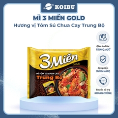 UNIBEN - Mì 3 Miền Gold Tôm sú chua cay Trung bộ, Mì Tôm sú chua cay Trung bộ ăn liền 3 miền Gold - 75g/gói - 00043