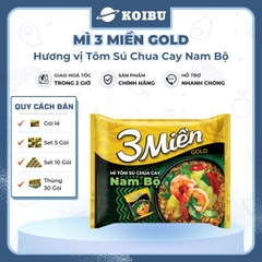 UNIBEN - Mì 3 Miền Gold Tôm sú chua cay Nam bộ, Mì Tôm sú chua cay Nam bộ ăn liền 3 miền Gold - 75g/gói - 00042