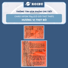 VIFON - Cháo Vifon 70g hương vị Thịt bò (có gói thịt bò thật), Vifon Cháo thịt bò Vifon cháo ăn liền - 70g/gói - 00158
