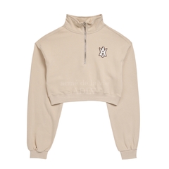 Bộ Nỉ ADLV Croptop Logo Lisa Màu Be