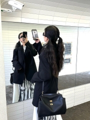 Túi Xách Balenciaga Rodeo Handbag Remake Korea Màu Đen Khoá Vàng