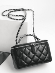 Túi Chanel Korea Vanity Handle Black Remake Korea Da Bò Size 17cm