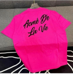 Áo Phông ADLV Tshirt Logo Chữ Nghiêng Màu Hồng
