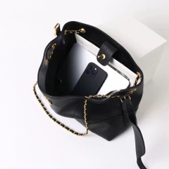 Túi Chanel Shopping Bag Remake Hàn Khoá Tròn Da Bê 35cm Màu Đen