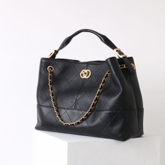 Túi Chanel Shopping Bag Remake Hàn Khoá Tròn Da Bê 35cm Màu Đen