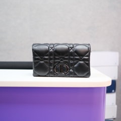 Túi Cầm Tay Dior Small Caro Da Bê Màu Đen Size 20cm