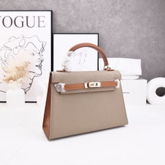 Túi Xách Hermes Remake Korea Kelly Nâu 2 Màu Size 22cm
