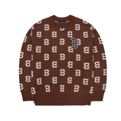 Áo Len MLB Sweater Logo Chữ B 3AKPM0126-43BRD Màu Nâu