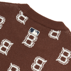 Áo Len MLB Sweater Logo Chữ B 3AKPM0126-43BRD Màu Nâu