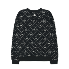 Áo Len Monogram MLB Logo Chữ NY 2023 Màu Đen