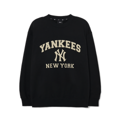 Áo Nỉ Da Cá MLB Logo Trước NY Màu Đen