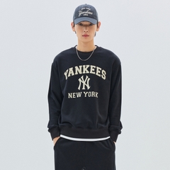 Áo Nỉ Da Cá MLB Logo Trước NY Màu Đen