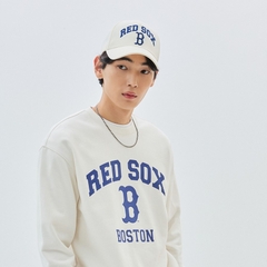 Áo Nỉ Da Cá MLB Logo Trước NY Màu Trắng