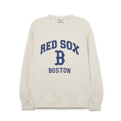 Áo Nỉ Da Cá MLB Logo Trước NY Màu Trắng