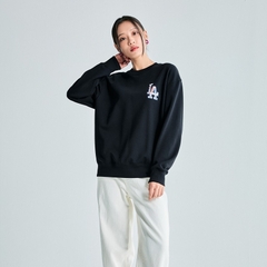 Áo Nỉ Dài Tay MLB Logo Lưng LA Màu Đen