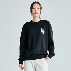Áo Nỉ Dài Tay MLB Logo Lưng LA Màu Đen