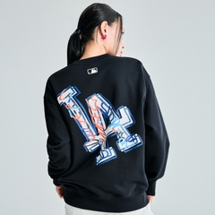 Áo Nỉ Dài Tay MLB Logo Lưng LA Màu Đen