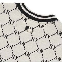 Áo Nỉ Sweater MLB Monogram Logo NY 3AMTM0724-50CRS Màu Trắng