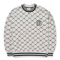 Áo Nỉ Sweater MLB Monogram Logo NY 3AMTM0724-50CRS Màu Trắng