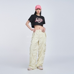 Áo Phông ADLV Croptop Tim Màu Trắng