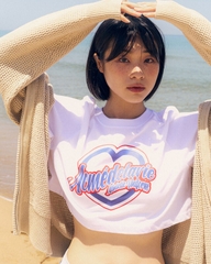 Áo Phông ADLV Croptop Tim Màu Trắng