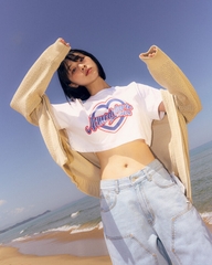 Áo Phông ADLV Croptop Tim Màu Trắng
