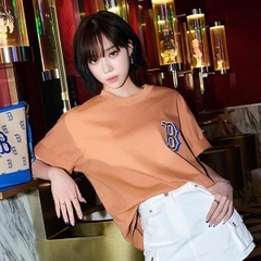 Áo Phông MLB Chữ B Logo Xanh 3ATSM3033-43SAS Màu Nâu