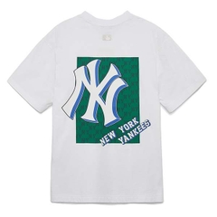 Áo Phông MLB NY Logo Xanh 3ATSM3033-50WHS Màu Trắng