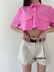 Áo Sơ Mi Croptop Thiết Kế Hàn