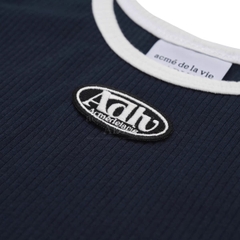 Áo Tank Top Crop ADLV Viền Trắng Màu Xanh Navy