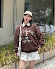 Áo Nỉ Whoau Sweater Gấu Màu Nâu Season 2024